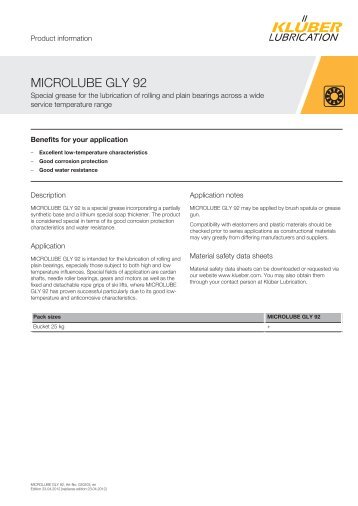 MICROLUBE GLY 92 - KlÃ¼ber Lubrication