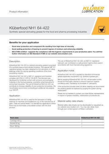 KlÃ¼berfood NH1 64-422 - KlÃ¼ber Lubrication