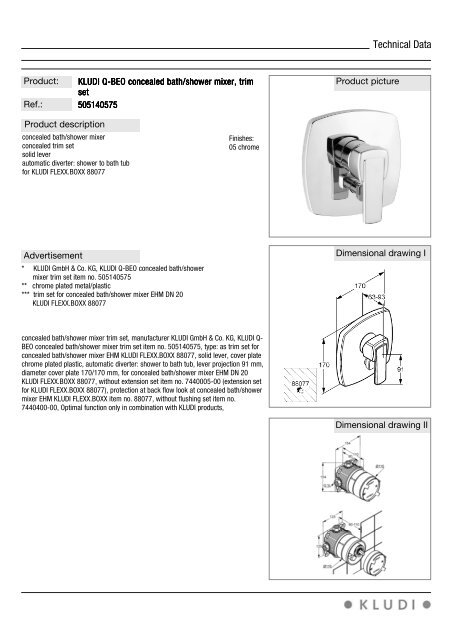 Technical Data - kludi