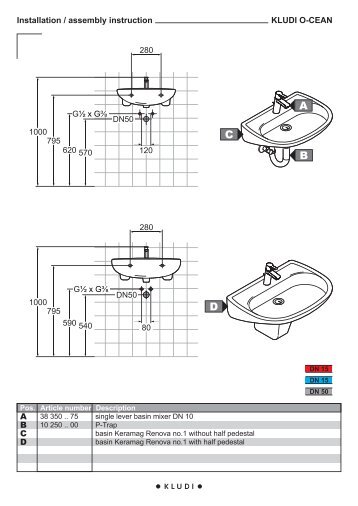 Examples of wash basin installation