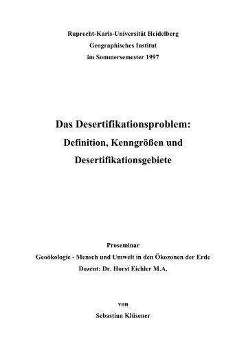 Definition, Kenngrößen. Desertifikationsgebiete - Kluesener-net.de