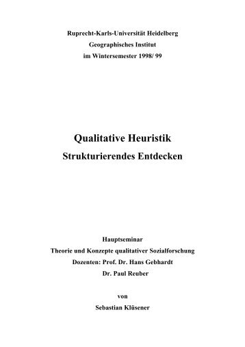 Qualitative Heuristik : Strukturierendes Entdecken - Kluesener-net.de