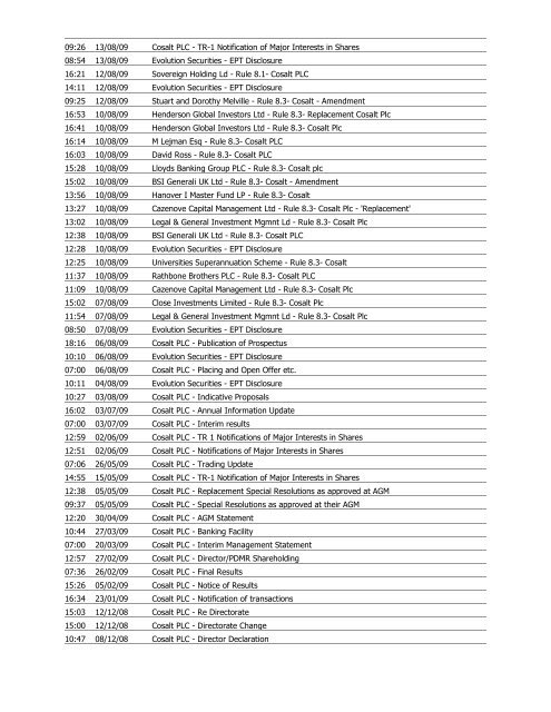 Annual Information Update 2010 - Cosalt