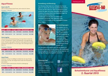 Schwimmkurse und Aquafitness 2. Quartal 2013 - Klutensee-Bad