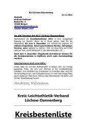 Kreisbestenliste 2011 mit Kreismeistern und Ã¼berregionalen Erfolgen