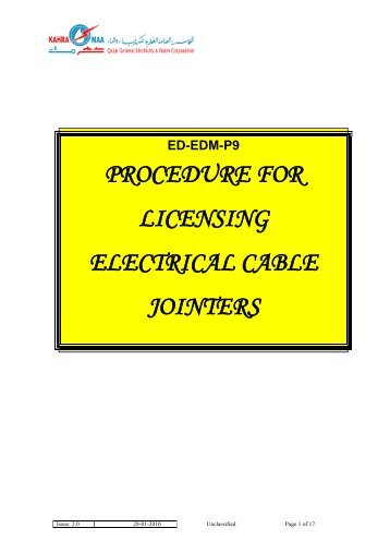 ED-EDM-P-9/F1 ELECTRICITY DISTRIBUTION ... - Kahramaa