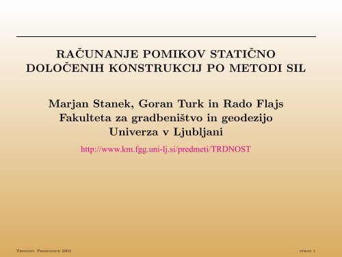 Metoda sil - FGG-KM - Univerza v Ljubljani