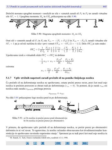 5.1.7 Vpliv striznih napetosti zaradi precnih sil na pomike linijskega ...