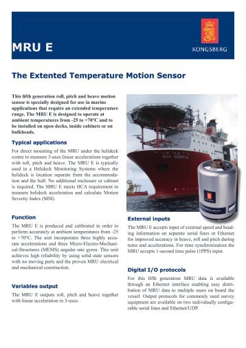 Data sheet - MRU E - The Extented Temperature Motion Sensor