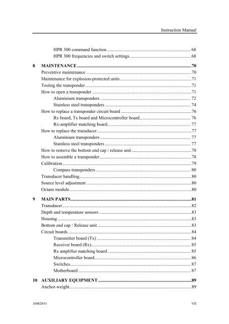 Instruction manual, SPT and MPT 31x series transponders