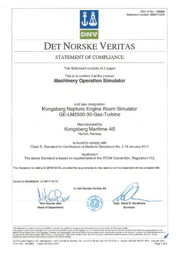 DET NORSKE VERITAS - Kongsberg Maritime