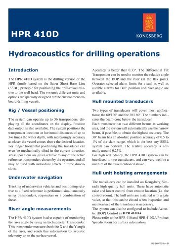 HPR 410D, Hydroacoustic products for drilling applications