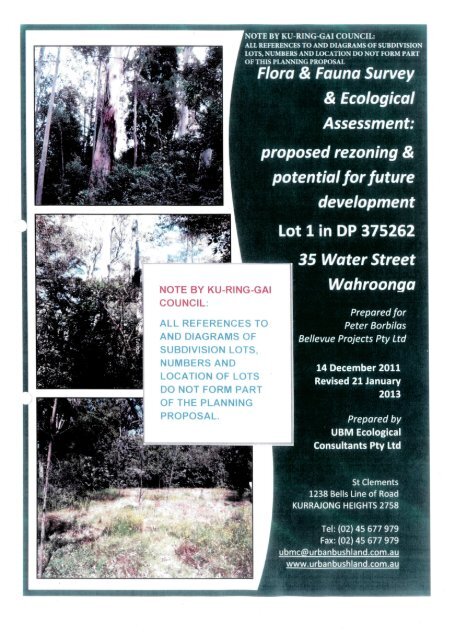 Flora & Fauna Survey & Ecological Assessment (pdf. 5MB)