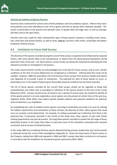 Flora & Fauna Survey & Ecological Assessment (pdf. 5MB)