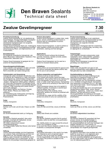 Zwaluw Gevelimpregneer 7.30 - Den Braven