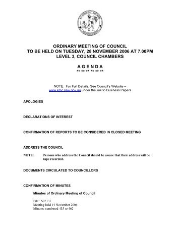 ordinary meeting of council to be held on tuesday, 28 november ...