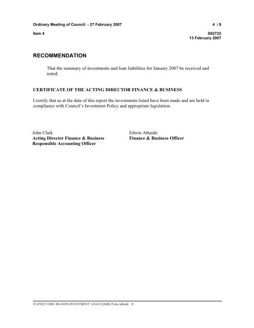 27 February 2007 - Ordinary Meeting of Council (pdf. 14MB)