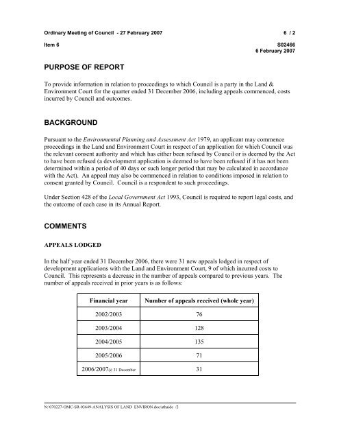 27 February 2007 - Ordinary Meeting of Council (pdf. 14MB)