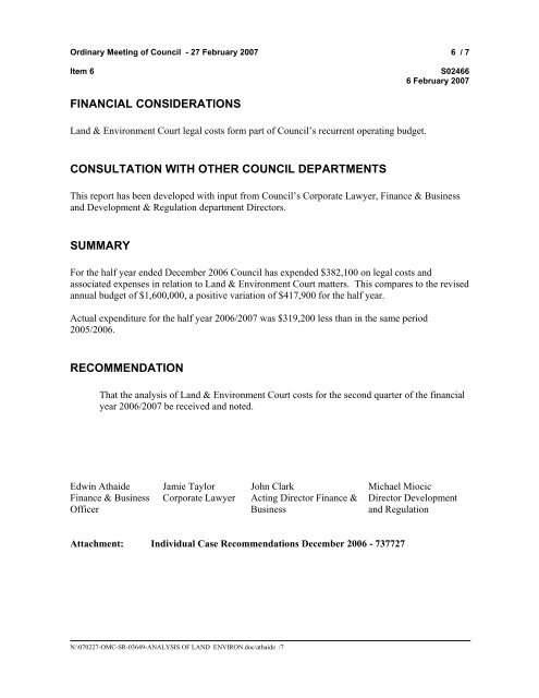 27 February 2007 - Ordinary Meeting of Council (pdf. 14MB)