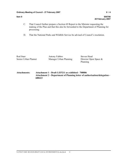 27 February 2007 - Ordinary Meeting of Council (pdf. 14MB)