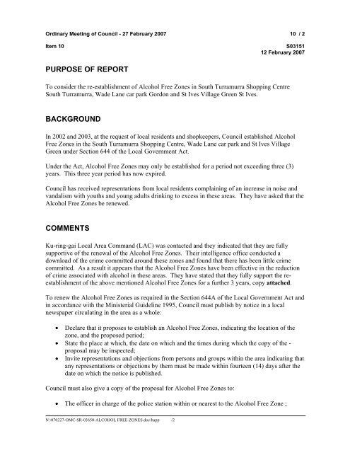 27 February 2007 - Ordinary Meeting of Council (pdf. 14MB)