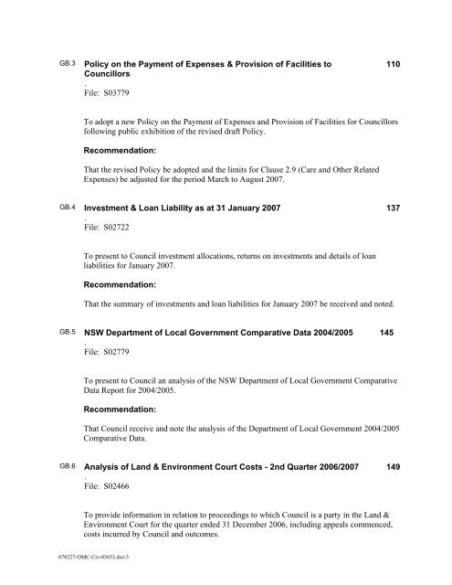 27 February 2007 - Ordinary Meeting of Council (pdf. 14MB)