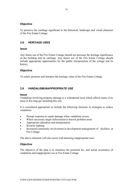 KU-RING-GAI COUNCIL PLAN OF MANAGEMENT FIRS COTTAGE ...