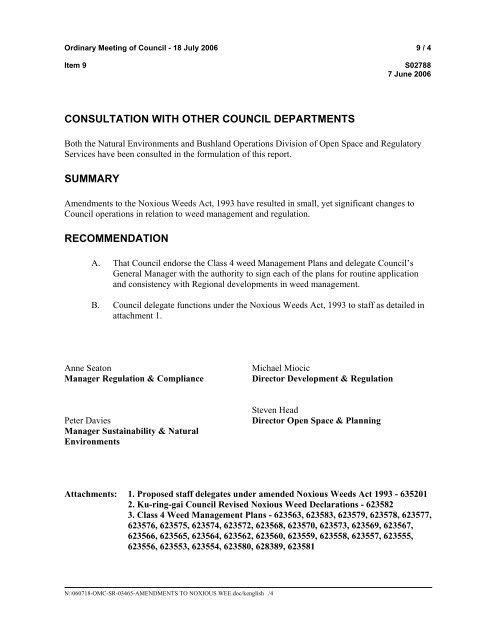 ordinary meeting of council to be held on tuesday, 18 july 2006