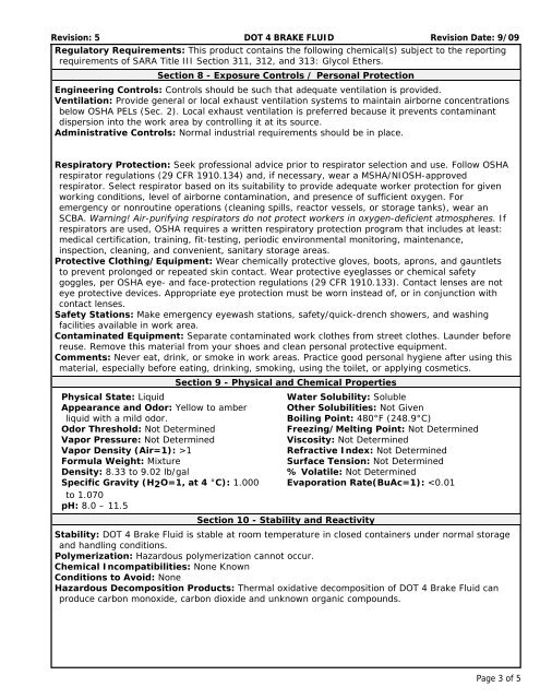 DOT 4 BRAKE FLUID MSDS No. MI17A Date of Preparation ... - KMCO