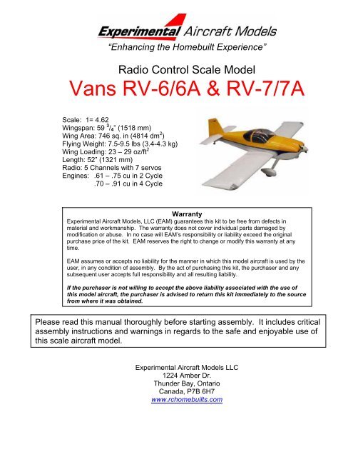 Vans RV-6/6A &amp; RV-7/7A - Kondor Model Products
