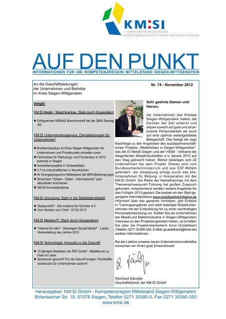PDF - Nr. 74 November 2012 - Kompetenzregion Mittelstand Siegen ...
