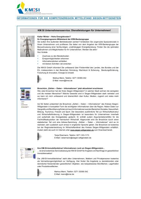 PDF - Nr. 74 November 2012 - Kompetenzregion Mittelstand Siegen ...