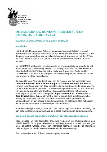 infofiche voor leerkrachten secundair onderwijs - Koninklijk Museum ...