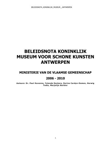 beleidsnota koninklijk museum voor schone kunsten antwerpen