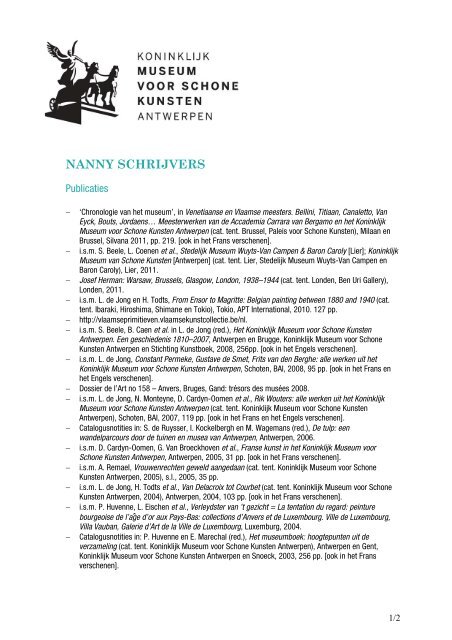 NANNY SCHRIJVERS - Koninklijk Museum voor Schone Kunsten ...