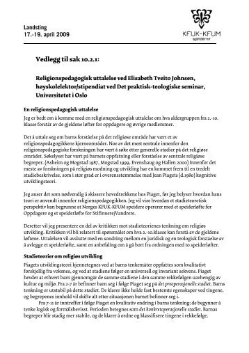 Religionspedagogisk uttalelse ved Elisabeth Tveito Johnsen ...