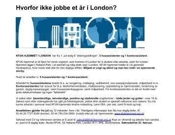 Hvorfor ikke jobbe et r i London - KFUK-KFUM-speiderne