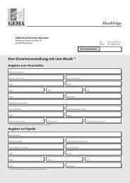 Gema Musikfolgeformular - Metzger, Nicole