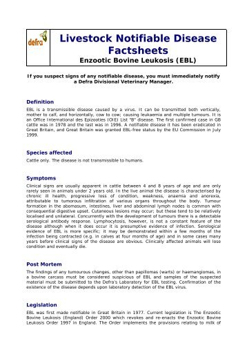 Disease factsheet: Enzootic Bovine Leukosis (EBL) - ADLib