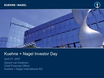 Presentation Gerard van Kesteren, CFO - Kuehne + Nagel