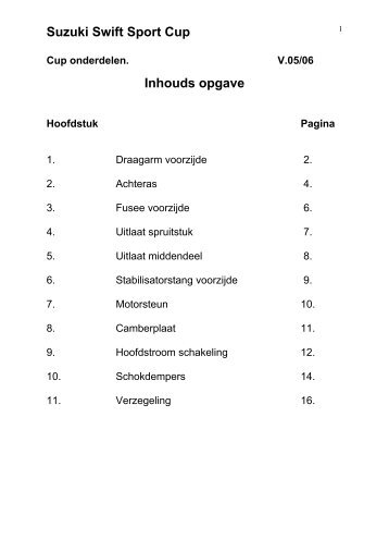 Suzuki Swift Sport Cup Inhouds opgave - Dutch Power Pack
