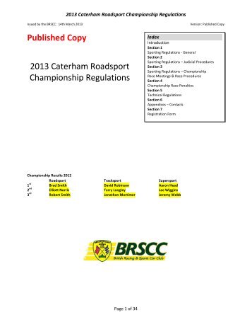 Published Copy 2013 Caterham Roadsport Championship ... - Knaf