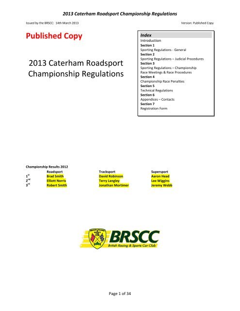 Published Copy 2013 Caterham Roadsport Championship ... - Knaf