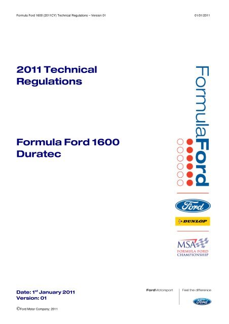 2011 Technical Regulations Formula Ford 1600 Duratec - Knaf