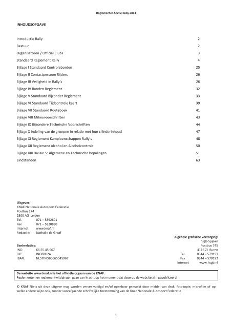 INHOUDSOPGAVE Introductie Rally 2 Bestuur 2 ... - Knaf