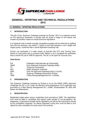 general / sporting and technical regulations 2012 - Knaf