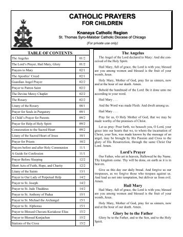 Children Prayers in English - Knanaya Catholic Region