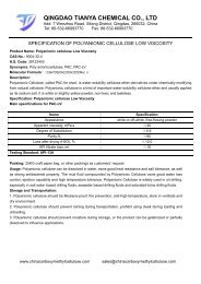 Specification of Polyanionic Cellulose Low Viscosity 