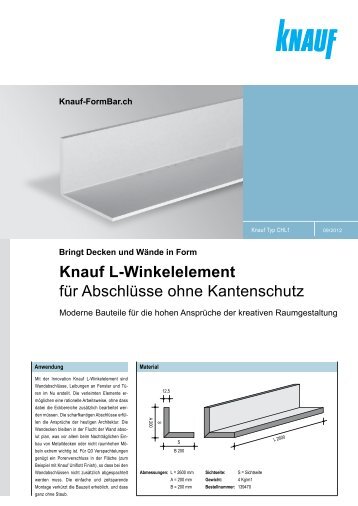 Knauf L-Winkelelement fÃ¼r AbschlÃ¼sse ohne ... - Knauf FormBar