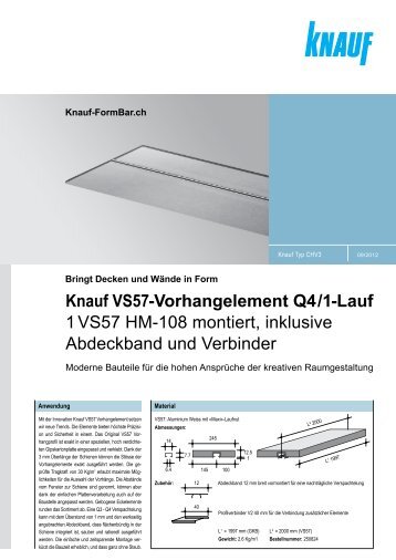 Knauf VS57-Vorhangelement Q4/1-Lauf 1 VS57 ... - Knauf FormBar